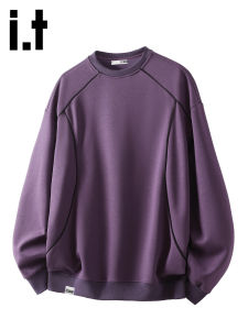 izzue | American Street Style Autumn New Round Neck Purple Leisure Hoodie