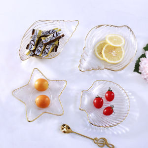 Luxurious Gold Rimmed Glass Fruit Tray Small Elegant Home Candy Tray Innovative Sample Tray Japanese Snack Tray Beauty Salon
