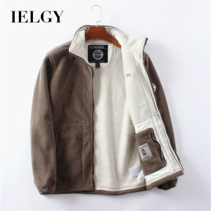 Ielgy áo khoác áo khoác Jacket Lông cừu hai mặt dày Lót Lông Cừu Áo khoác cỡ lỡn rộng thường ngày ấm áp mùa thu và mùa đông cho nam