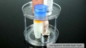 COLOGO 🥇 Transparent 360 Degree Turnable Rotating Cosmetic Stationery Desk Organizer Tray Shelf Rack
