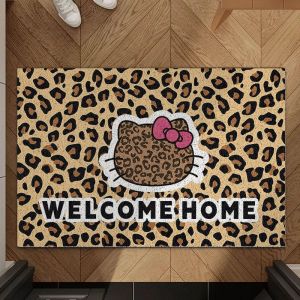 Khăn Lau Chân Hình Mèo Họa Tiết Da Báo Dễ Vệ Sinh Chống Bụi Bẩn Có Thể Cắt Chống Trượt Chống Mài Mòn Dùng Trong Nhà