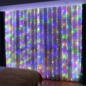 Curtain LED String Lights 3x3/2/1m Warm Light Remote Control Bedroom Holiday Wedding Christmas Decoration Fairy Garland Lamp