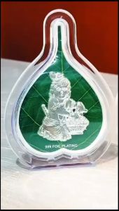 999 PURE SILVER GREEN BETEL LEAF OR PAAN DESIGN 3D IDOL FRAME