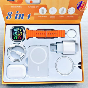 【8 in 1】XIAOMI 2025 Smart Watch Set Ultra 8 49mm Series 8 Bluetooth Call  Temperature Measuring Health Monitoring Men Women Fitness Bracelet Waterproof + Earphone+Power bank+Wireless charger GIFT BOX
