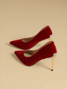 Josiny | Wedding Engagement Silk Velvet Pointed High Heels