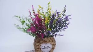 【5PCS】 Simulate artificial green plants flowers plastic lavender flowers family wedding outdoor balcony
