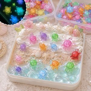 100Pcs Cartoon 3D Luminous Turtle DIY Night Glow Mini Resin Animals Ornaments for DIY Handmade