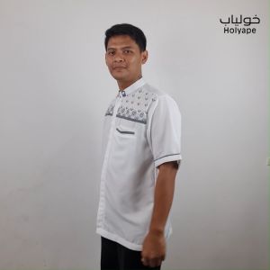 Holyape Baju Koko Muslim Medium Jumbo Lengan Pendek Polikatun 01 Laleh Putih Tulang