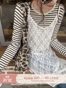 ชุดเดรสยาวปานกลางแขนกุดคอวีลูกไม้สไตล์เกาหลี FEELROOM ดีไซน์เปิดหน้าอก ชุดคลุมกันหนาวแบบซ้อนชั้น ชุดทำงานฤดูใบไม้ผลิ