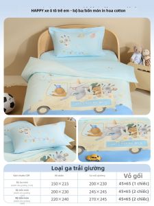 M·J BABY | Bộ Đồ Chăn Ga Gối Bằng Cotton Sơ Cấp Cho Trẻ Em Học Sinh 4/3 Món Mùa Xuân Hè