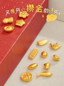 ZHOU LIU FU 周六福 24K Solid Gold Ingot Real Pure 999 Gold Bar Nugget Bullion Bean Star Heart Love Investment Gold A2010991