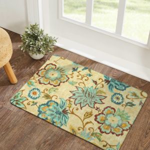 VIKAMA Vintage Hoa Cây Nho Flannel Thảm Cửa Màu Xanh Nhạt Đỏ Vàng Nghệ Thuật Thực Vật Chống Trơn Trượt Cho Lối Vào Phòng Ngủ Phòng Khách Trang Trí Nhà