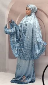 EL Lucky - Syaima Prayer Set Mukena Dewasa Bahan Armani Silk Motif Bunga