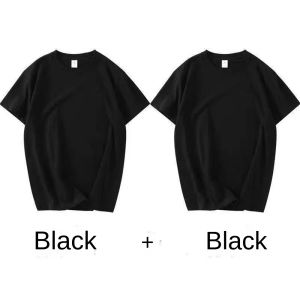 2PCS 100 Cotton Solid T Shirts Mens and Womens Short Sleeve White Tees Casual Breathable Loose Round Neck T-shirt Couple Tops