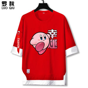 LUOQIU | Áo Thun Tay Ngắn In Trực Tiếp Thiết Kế Kirby Nintendo Switch 1 Cái