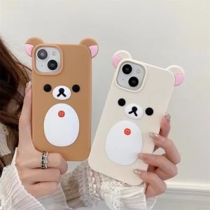 Cartoon Pink Ears Big Mouth Bear Silicone Soft Case for IPhone 12 13 14 15 16 17 Pro Max 16Pro 17Pro IPhone17 IPones Back Cover