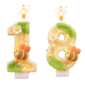 New 0-9 Number Birthday Candles original Two tone cute little bee birthday cake digital party candle decoration anniversary