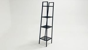 4-Tier trapezoidal kitchen storage rack multi-layer iron bookshelf floor living room bedroom balcony flower frame multifunctional(White/Black)