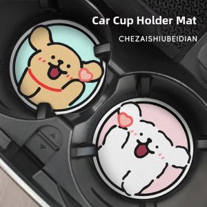 LUKSEN | Puppy Pattern Car Cup Mat Non-Slip Thickened