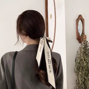 Obsessed with Love Style Fancy Letters Narrow Long Scarves Normcore Retro Ins Wind Gentle Elegance Tied Hair Ribbon