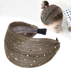 Wide Edge Sparkling Hairband for Women Anti-Slip Hair Clip Face Washing Headband White Covering Hairband Korean Style Fashion Accessory