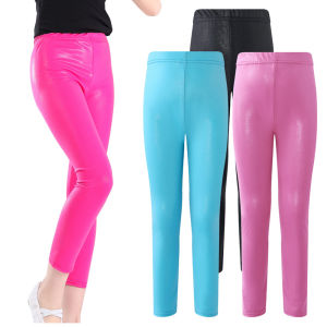 LOlanta กางเกงขายาวยิมนาสติกสำหรับเด็กเด็ง ผู้หญิง และเลกกิ้ง บลเลค กิ้งสีทองสแปนเด็กซ์ กางเกงฝึกโยคะ เต้นสีเมทัลลิค 5 สี