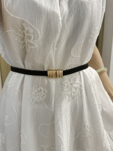 Black Elastic Waist Belt & Women's Vintage Fashion Coat Skirt