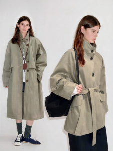 fano studios | Áo Khoác Trench Coat Chất Liệu Nặng Thiết Kế Phân Cách Thời Trang Dễ Thương