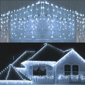 Christmas Decor For Home Outdoor LED Curtain Icicle String Light Street Garland On The House Winter 2025 Ramadan Decor