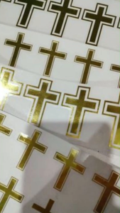 Gold Cross Decal Stickers 5 pcs | Cross Stickers for jars candles etc