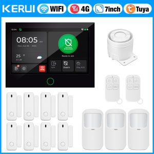 Kerui | KERUI G70 4G WiFi Security Alarm with 7-inch Large IPS Touch Screen Home Alarm Panel Tuya Smart Control Burglar Anti Theft