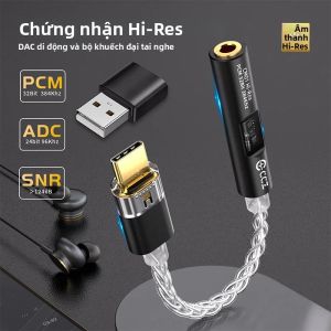 CCZ CM01 USD Bộ Chuyển Đổi Âm Thanh C Sang 35 Mm Cáp Mạ Bạc Đồng Đơn Tinh Thể 8 Lõi Với Chip DAC 32bit CX31993+MAX97220