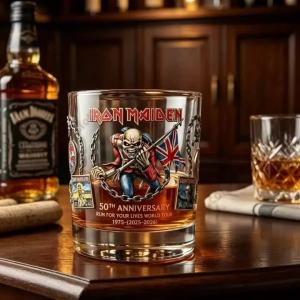 Iron Maiden 50th Anniversary Run For Your Lives World Tour Whiskey Glass Eddie Figure Engraved Crystal Rocks Glass