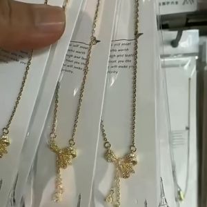 Kalung Titanium Wanita Pita Juntai Terbaru Kalung Titanium Anti Karat Tidak Luntur