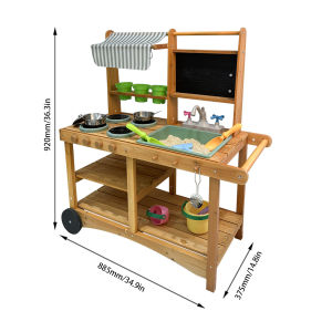 Outdoor Multifunctional Water-Emitting Wooden Kitchen Playset