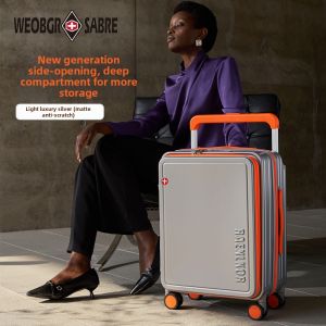 Wide Pull-handle Expandable Side-open Suitcase 28 Inch