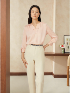 Spring New Chinese Style Mandarin Collar Partial Open Silk Blouse