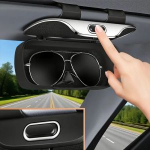 Sunglasses Holder for Car Visor Glasses Case Clip One-Touch Press Silent Closure Anti-Shock & Dust-Proof Sun Visor Organizer