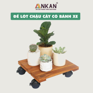 Đế Lót Chậu Cây Hình Vuông ANKAN Có Bánh Xe - Tải Trọng 80Kg - Màu Vàng - Phong Cách Châu Âu