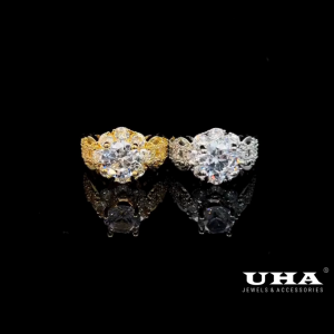 N1386 Nhẫn nữ thiết kế sang trọng đính đá CZ sáng lấp lánh UHA