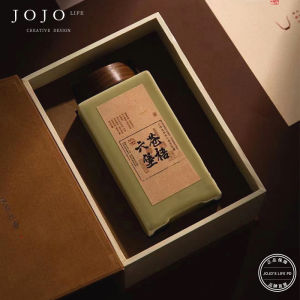 Jojos L PD Answer Ceramic Tea Leaf Storage Canister with Wood Lid Sealable Puer Tea Container Vintage Chinese Style