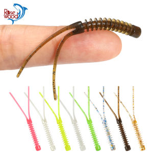 Rosewood Ajing Soft Lure 5.5cm TPR Mini Plastic Floating Swimbait Silicone Bait Double Tail Worm Rock Fishing Maggots Bass Carp