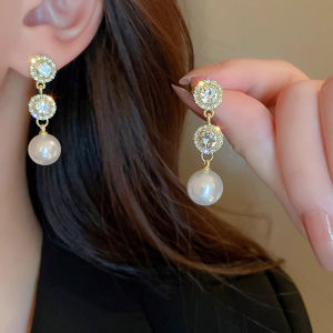 Pearl Rhinestone Tassel Earrings Korean Fashion Elegant Party Earring Jewelry Accessories for Women Girls