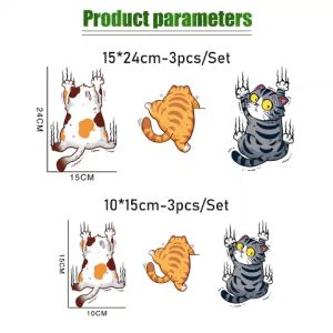 3pcs Wall Sticker Kittens Cat Cartoon Waterproof Car Sticker Electric Car Decorative Scratch-blocking Sticker Cartoon Sticker