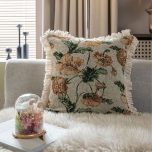 Retro Style Luxury Pillowcase Square Sofa Bed Car Backrest Cushion Cover Home Decorative Pillow Fabric Artistic PP Cotton Filling