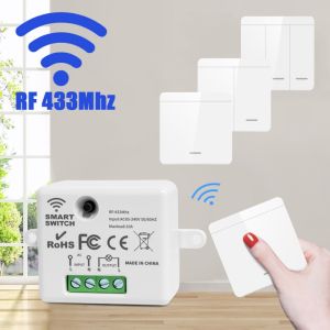 Wireless Smart Switch Light 433MHz 1/2/3Gang 86 Wall Panel Switch with Remote Control Interruptor 10A 110V 220V For LED Lamp
