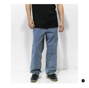 Spring Autumn Loose Straight Leg Mens Jeans Trendy Vintage Brand Cotton Denim Pants Youthful Style Winter Casual Wear