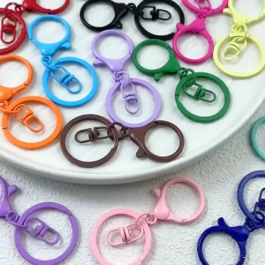 10Pcs Colorful Keyring Lobster Clasp Keychain Claw Hook Rotating Dog Buckle Keyfob Charm Connectors for DIY Bag Accessories