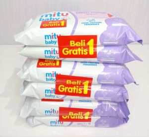 3 PACK ( ISI 6 KEMASAN ) TISU BASAH MITU BABY BUY1GET1 50LEMBAR