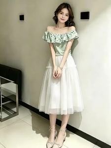 La Chapelle | Bộ Áo Thun Tay Ngắn Chấm Bi Ruffle Mỏng Thời Trang Hè